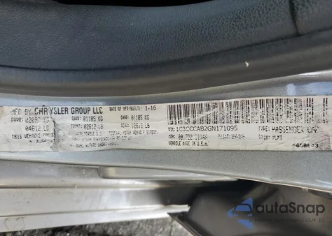 2016 Chrysler 200 Limited z USA, uszkodzony, nr VIN 1C3CCCAB2GN171095